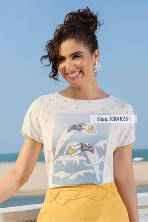 Blusa Baby Look Com Manga Diferenciada
