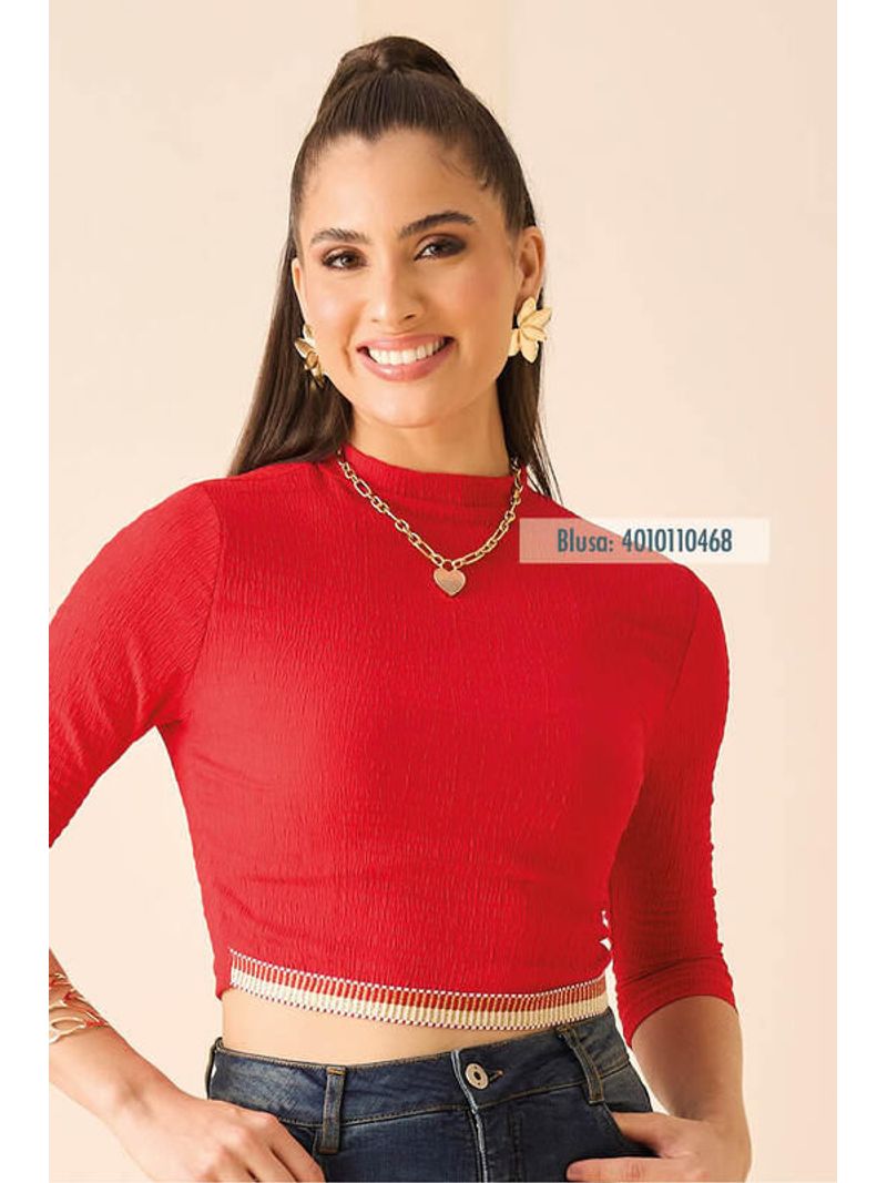 Blusa-Manga-3-4-De-Malha-Vermelho-G