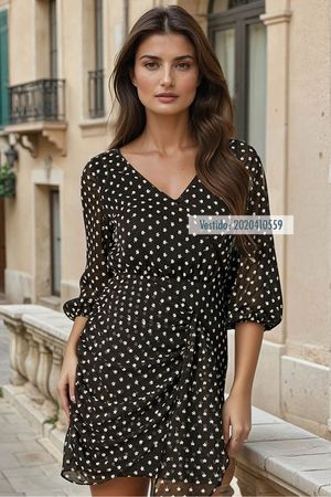 Vestido Decote Transpassado Com Drapeado