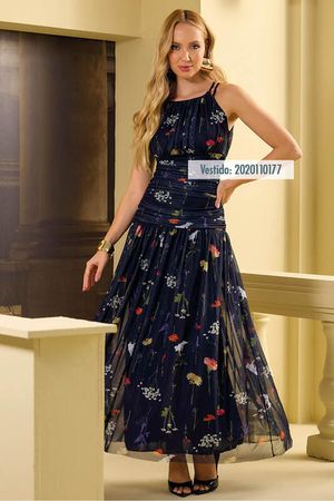 Vestido  Longo Tule Drapeado