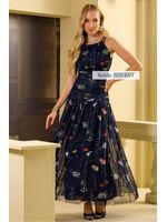 Vestido--Longo-Tule-Drapeado-Estampado-M