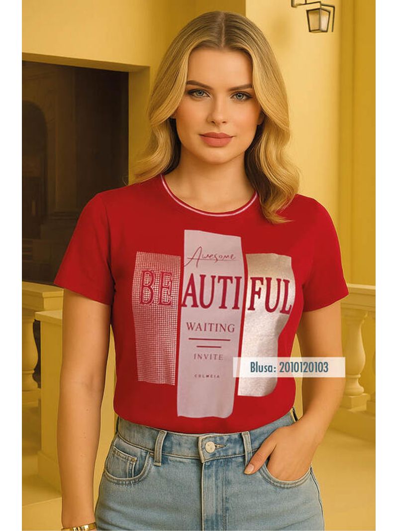 Blusa-Tshirt-Vermelha-Beautiful-Vermelho-Gg