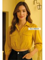 Blusa-Camisa-Cropped-Com-Mangas-Volumosas-Amarelo-46