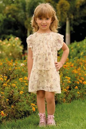 Vestido Midi Infantil Com Recortes