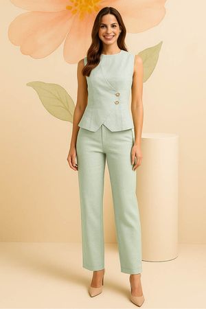 Conjunto Calca E Colete Assimetrico