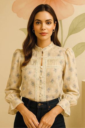 Blusa Manga Longa Com Abotoamento E Aviamento