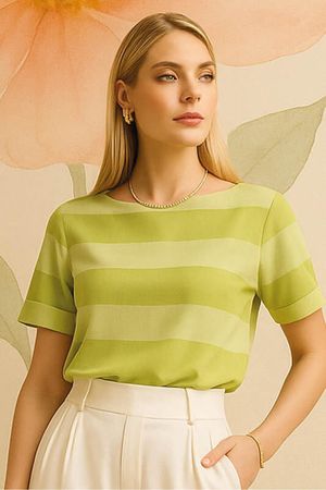Blusa Baby Look Com Listras