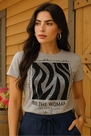 Blusa Tshirt Mescla Com Aplicacao Paete