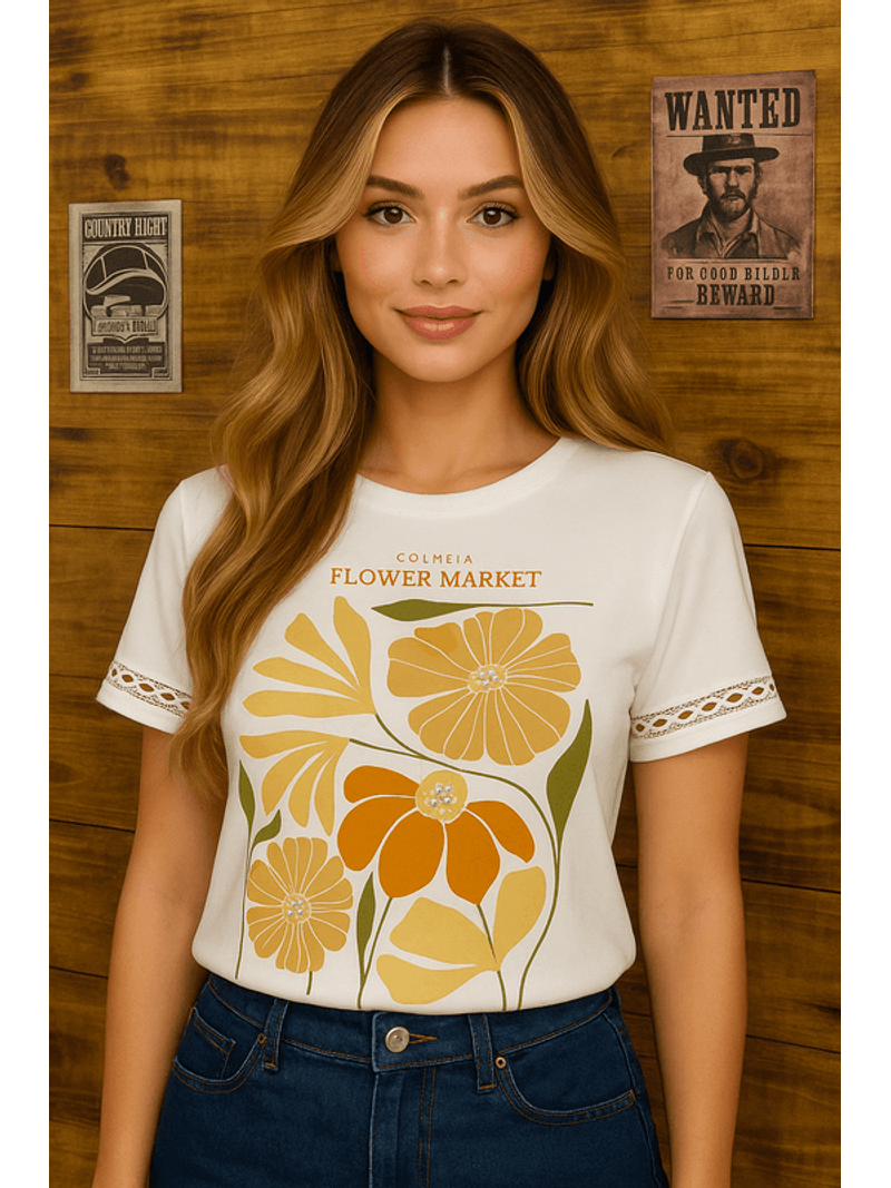 Blusa-T-shirt-Flores-Off-White-Gg