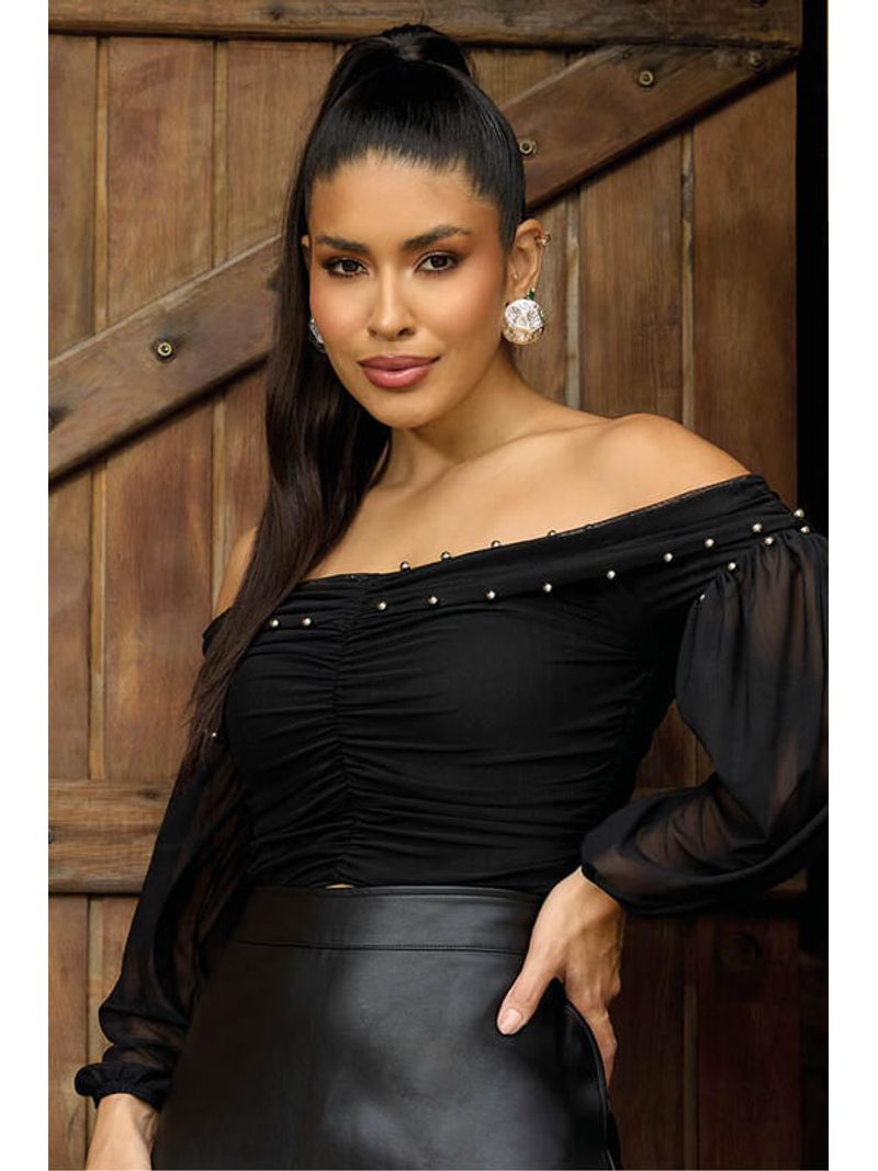 Blusa-Com-Drapeado-E-Aplicacoes-De-Bola-Preto-Pp