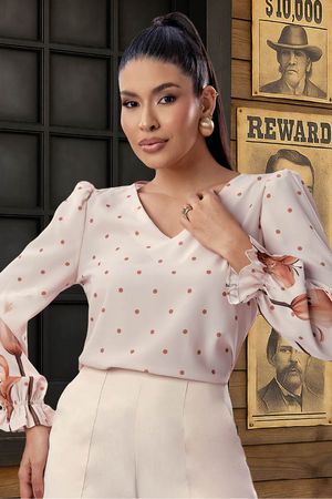 Blusa Com Manga Longa E Gola V