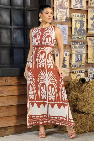 Vestido Com Estampa Barrada