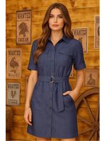 Vestido-Estilo-Utilitario-Com-Bolso-Lapela-Azul-46