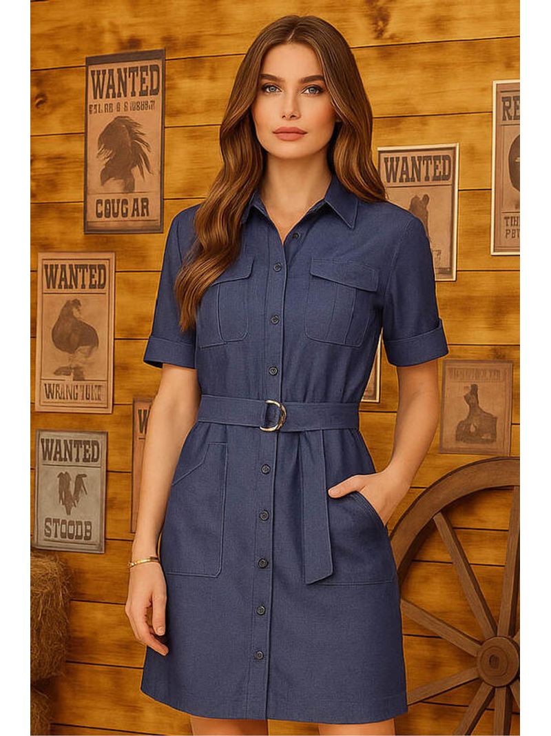 Vestido-Estilo-Utilitario-Com-Bolso-Lapela-Azul-46