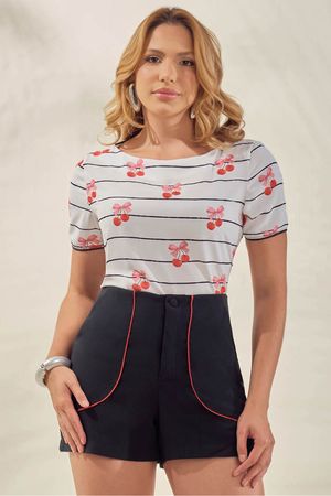 Conjunto De Baby Look E Short Com Vivos