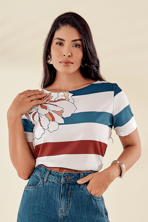Blusa Baby Look Com Manga Curta