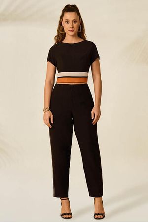 Conjunto Blusa Bicolor Com  Calca
