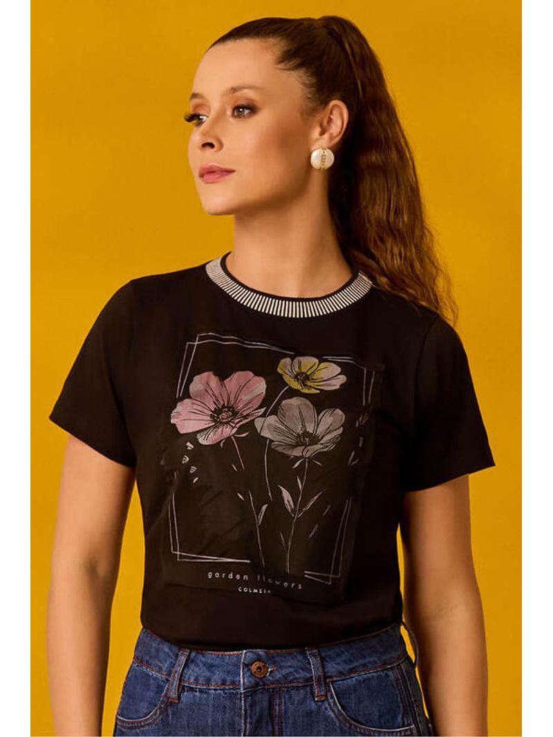 Blusa-Tshirt-Preta-Com-Aplicacao-Tule-Preto-Gg